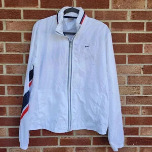 Nike Windbreaker Jacket Women's XXL (20-22) White Full Zip Hood